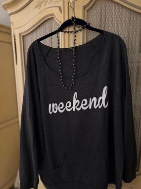 Papermoon Dark Gray "weekend" Graphic Sweatshirt